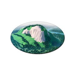 Green And White Polygonal Mountain Sticker (oval) by Cendanart