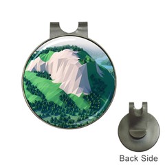 Green And White Polygonal Mountain Hat Clips With Golf Markers by Cendanart