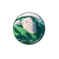 Green And White Polygonal Mountain Hat Clip Ball Marker (4 Pack) by Cendanart