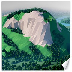 Green And White Polygonal Mountain Canvas 12  X 12  by Cendanart