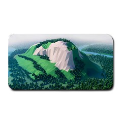 Green And White Polygonal Mountain Medium Bar Mat by Cendanart