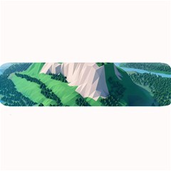 Green And White Polygonal Mountain Large Bar Mat by Cendanart