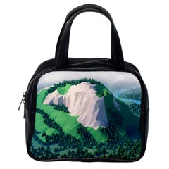 Green And White Polygonal Mountain Classic Handbag (one Side) by Cendanart