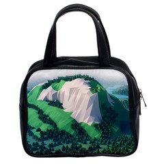 Green And White Polygonal Mountain Classic Handbag (two Sides) by Cendanart