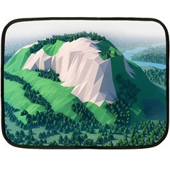 Green And White Polygonal Mountain Fleece Blanket (mini) by Cendanart