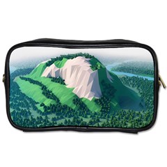 Green And White Polygonal Mountain Toiletries Bag (one Side) by Cendanart