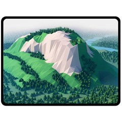 Green And White Polygonal Mountain Fleece Blanket (large) by Cendanart