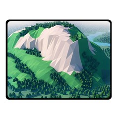 Green And White Polygonal Mountain Fleece Blanket (small) by Cendanart