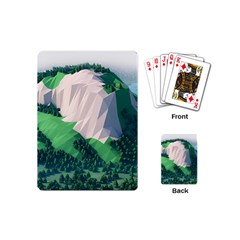 Green And White Polygonal Mountain Playing Cards Single Design (mini) by Cendanart