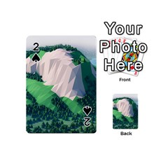 Green And White Polygonal Mountain Playing Cards 54 Designs (mini) by Cendanart