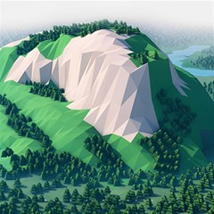 Green And White Polygonal Mountain Play Mat (rectangle) by Cendanart