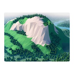 Green And White Polygonal Mountain Two Sides Premium Plush Fleece Blanket (mini) by Cendanart