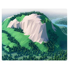 Green And White Polygonal Mountain Two Sides Premium Plush Fleece Blanket (medium)