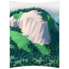 Green And White Polygonal Mountain Back Support Cushion by Cendanart