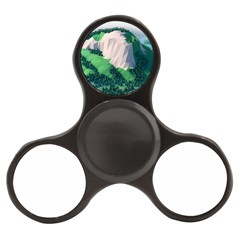 Green And White Polygonal Mountain Finger Spinner by Cendanart