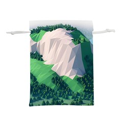 Green And White Polygonal Mountain Lightweight Drawstring Pouch (s) by Cendanart