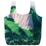 Green And White Polygonal Mountain Full Print Recycle Bag (XXL) Back