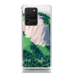 Green And White Polygonal Mountain Samsung Galaxy S20 Ultra 6 9 Inch Tpu Uv Case by Cendanart