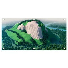 Green And White Polygonal Mountain Banner And Sign 4  X 2  by Cendanart