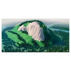 Green And White Polygonal Mountain Banner And Sign 8  X 4  by Cendanart