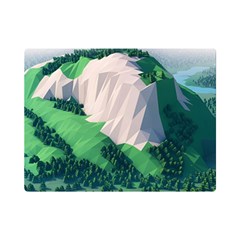 Green And White Polygonal Mountain Premium Plush Fleece Blanket (mini) by Cendanart