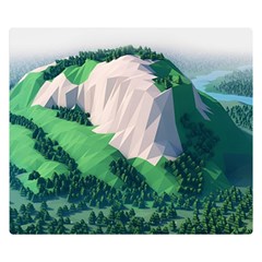 Green And White Polygonal Mountain Premium Plush Fleece Blanket (small) by Cendanart