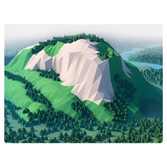 Green And White Polygonal Mountain Premium Plush Fleece Blanket (extra Small) by Cendanart