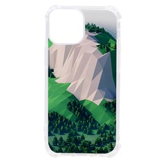 Green And White Polygonal Mountain Iphone 13 Mini Tpu Uv Print Case by Cendanart