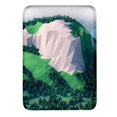 Green And White Polygonal Mountain Rectangular Glass Fridge Magnet (4 Pack) by Cendanart