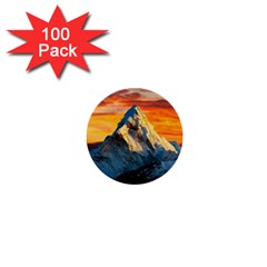 Snow Capped Mountain Himalayas Clouds Landscape Nature 1  Mini Buttons (100 Pack)  by Cendanart