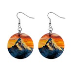 Snow Capped Mountain Himalayas Clouds Landscape Nature Mini Button Earrings Front