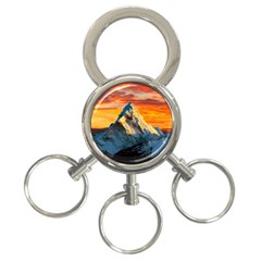 Snow Capped Mountain Himalayas Clouds Landscape Nature 3-ring Key Chain by Cendanart