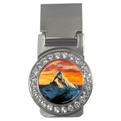 Snow Capped Mountain Himalayas Clouds Landscape Nature Money Clips (cz)  by Cendanart