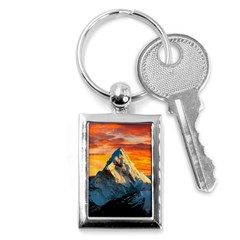 Snow Capped Mountain Himalayas Clouds Landscape Nature Key Chain (rectangle) by Cendanart