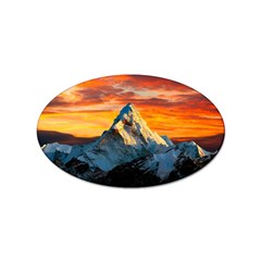 Snow Capped Mountain Himalayas Clouds Landscape Nature Sticker (oval) by Cendanart