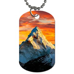 Snow Capped Mountain Himalayas Clouds Landscape Nature Dog Tag (two Sides) by Cendanart