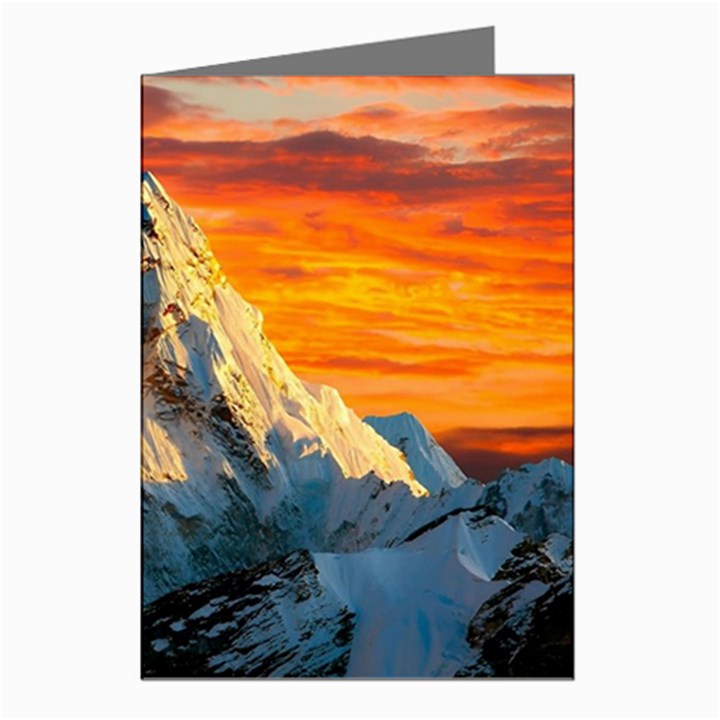 Snow Capped Mountain Himalayas Clouds Landscape Nature Greeting Cards (Pkg of 8)