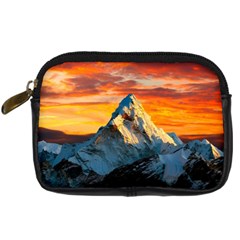 Snow Capped Mountain Himalayas Clouds Landscape Nature Digital Camera Leather Case by Cendanart