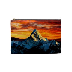 Snow Capped Mountain Himalayas Clouds Landscape Nature Cosmetic Bag (medium) by Cendanart