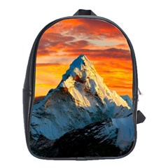 Snow Capped Mountain Himalayas Clouds Landscape Nature School Bag (large) by Cendanart