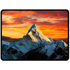 Snow Capped Mountain Himalayas Clouds Landscape Nature Two Sides Fleece Blanket (large) by Cendanart