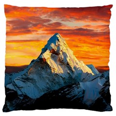 Snow Capped Mountain Himalayas Clouds Landscape Nature Large Premium Plush Fleece Cushion Case (two Sides)