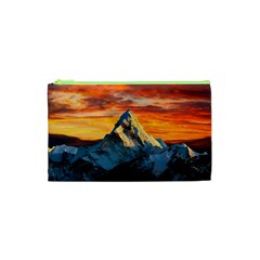 Snow Capped Mountain Himalayas Clouds Landscape Nature Cosmetic Bag (xs) by Cendanart