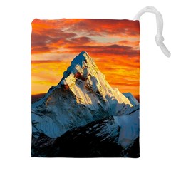 Snow Capped Mountain Himalayas Clouds Landscape Nature Drawstring Pouch (4xl) by Cendanart