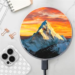 Snow Capped Mountain Himalayas Clouds Landscape Nature Wireless Fast Charger(white) by Cendanart