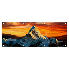 Snow Capped Mountain Himalayas Clouds Landscape Nature Banner And Sign 8  X 3  by Cendanart