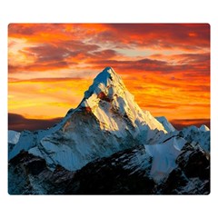 Snow Capped Mountain Himalayas Clouds Landscape Nature Premium Plush Fleece Blanket (small) by Cendanart