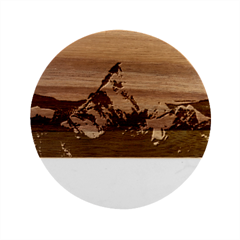 Snow Capped Mountain Himalayas Clouds Landscape Nature Marble Wood Coaster (round)