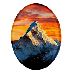 Snow Capped Mountain Himalayas Clouds Landscape Nature Oval Glass Fridge Magnet (4 Pack) by Cendanart