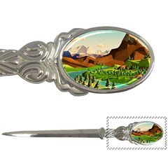 River Between Green Forest With Brown Mountain Letter Opener by Cendanart